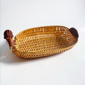 Wicker Duck Basket Farmhouse Decor Bread Basket Cottagecore